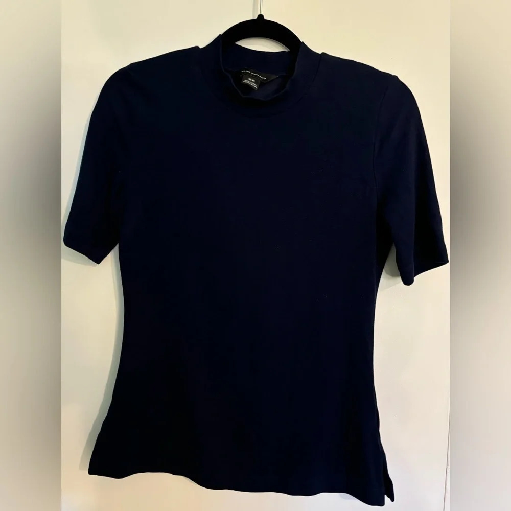 Club Monaco Womens Short Sleeve Mock Neck Viscose Nylon Elastane Sweater‎ Sz Med